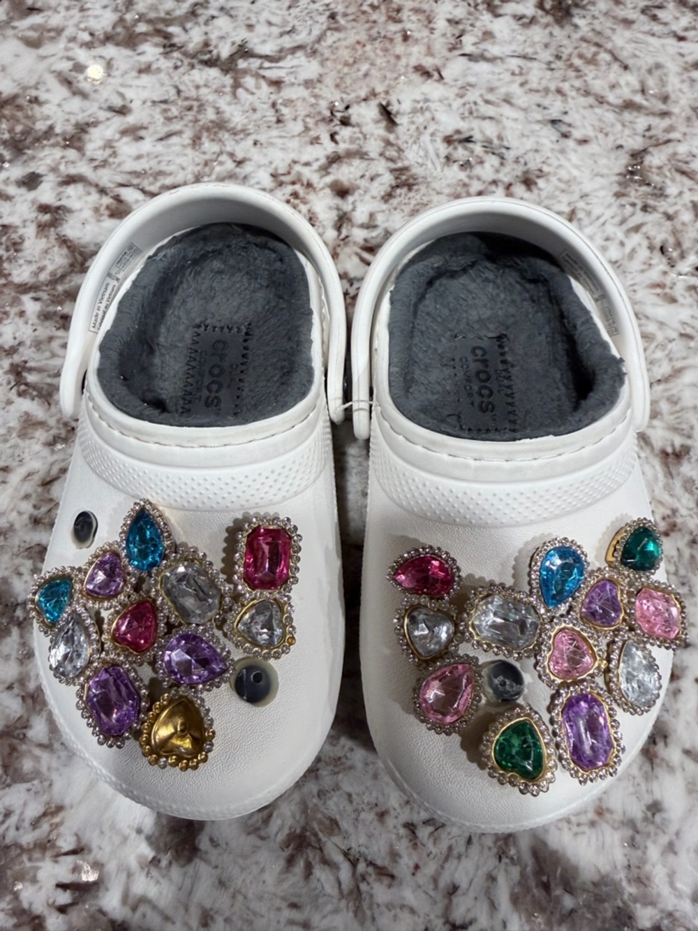 CROCS Kids White Clog with Multicolor Jewel Charms